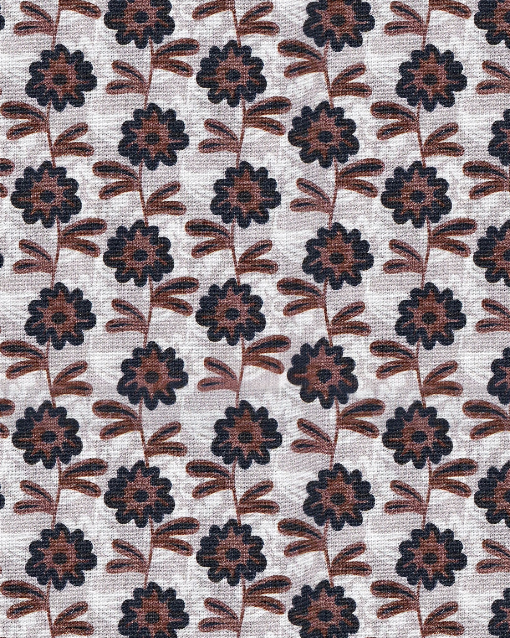 Chemisier oversize à manches courtes MARIE avec imprimé floral en marron/bleu (art. 2114D-M)