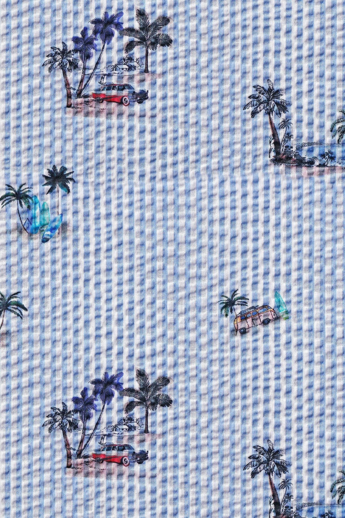 Short hawaïen avec imprimé plage en bleu (art. 2627-SH)