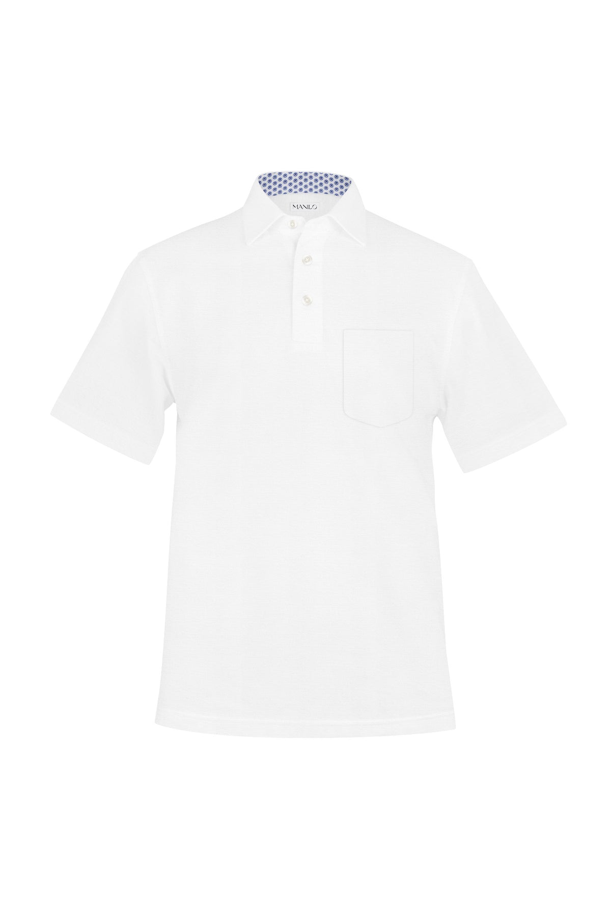 Poloshirt mit Printmuster in Kragen in Weiss (Art. 1521-PS-KA)