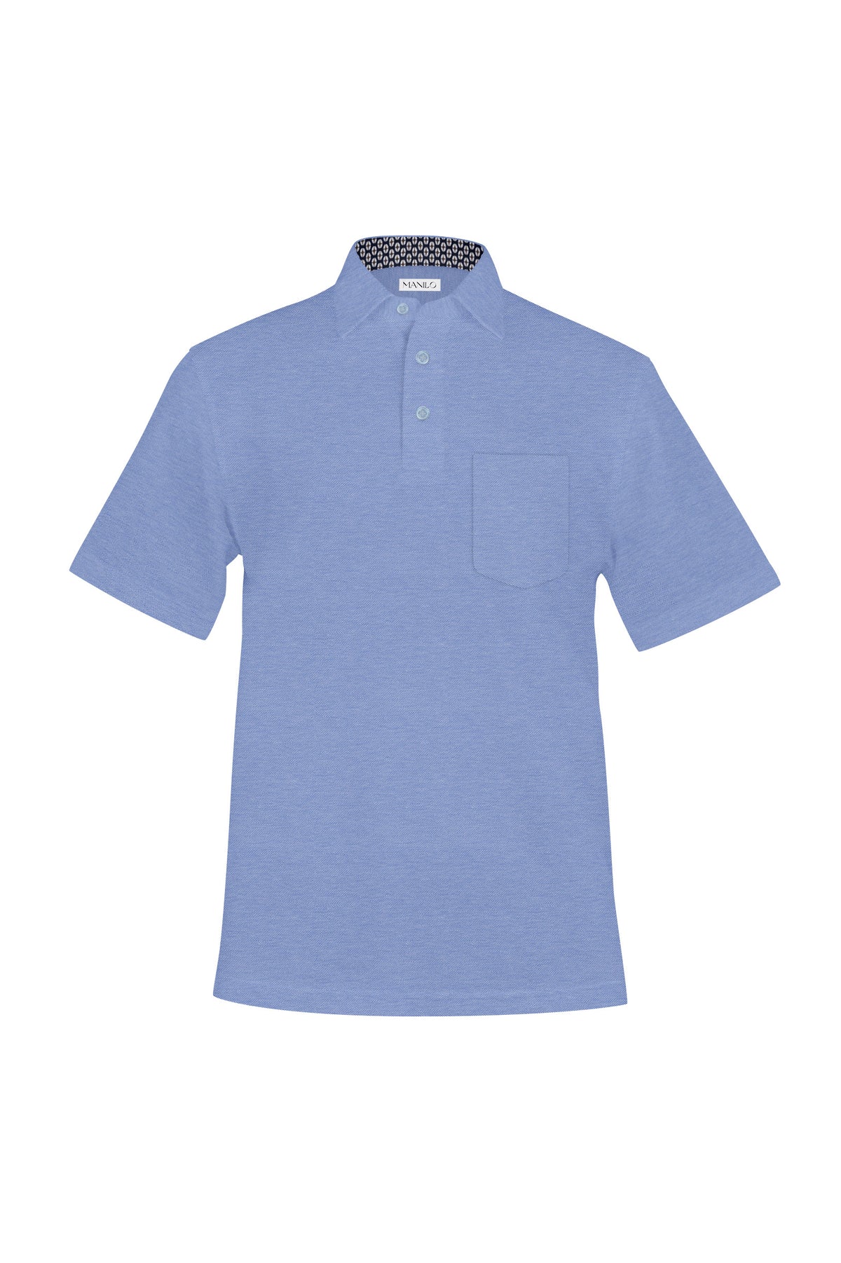 Polo avec motif imprimé dans le col en bleu (art. 1523-PS-KA)