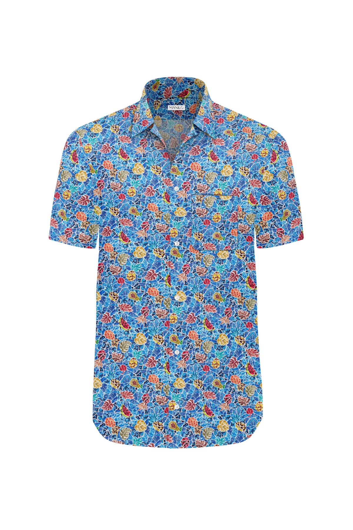 Chemise hawaïenne avec motif imprimé en bleu (art. 2201-BS)