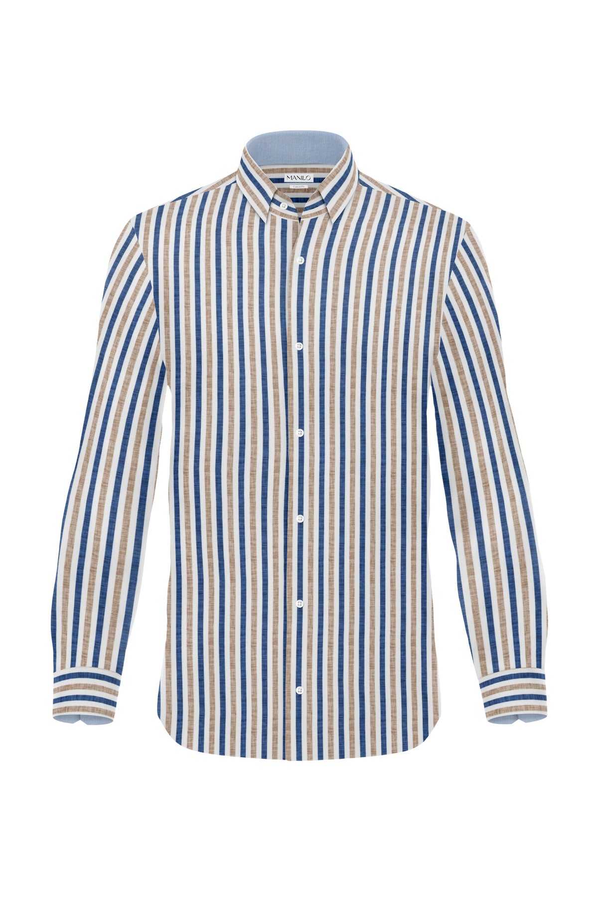 Casual shirt with stripes in beige/blue (Art. 2242-C)