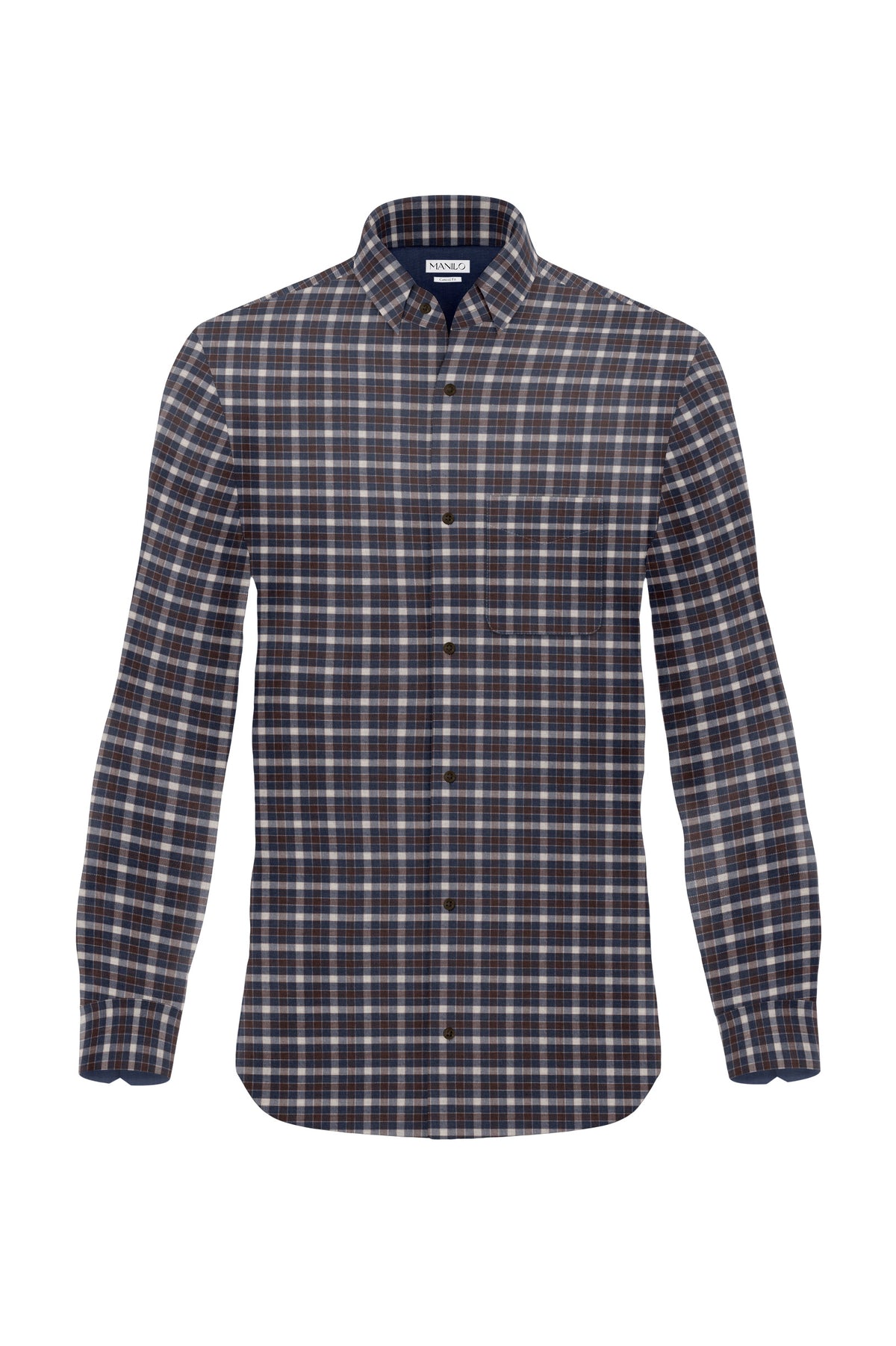 Chemise Flanel avec des styles de marron / bleu (art. 2365-C)