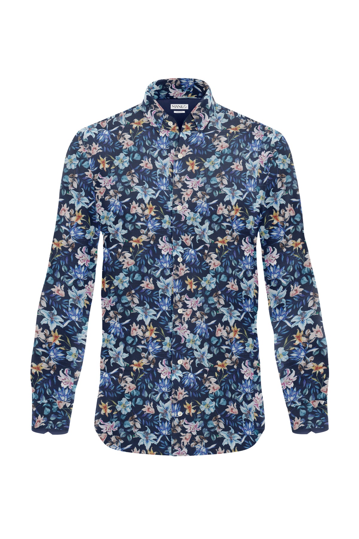 Freizeithemd mit Blumenprint in Navy (Art. 2501-C)