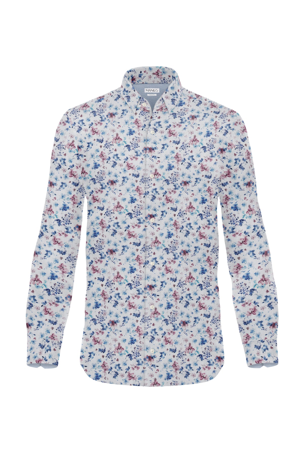 Casual shirt with floral print in pink (Art. 2503-C)