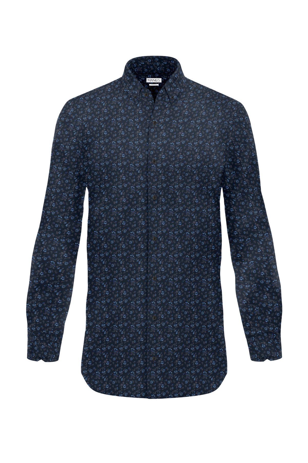 Chemise de loisirs imprimée avec motif floral bleu nuit