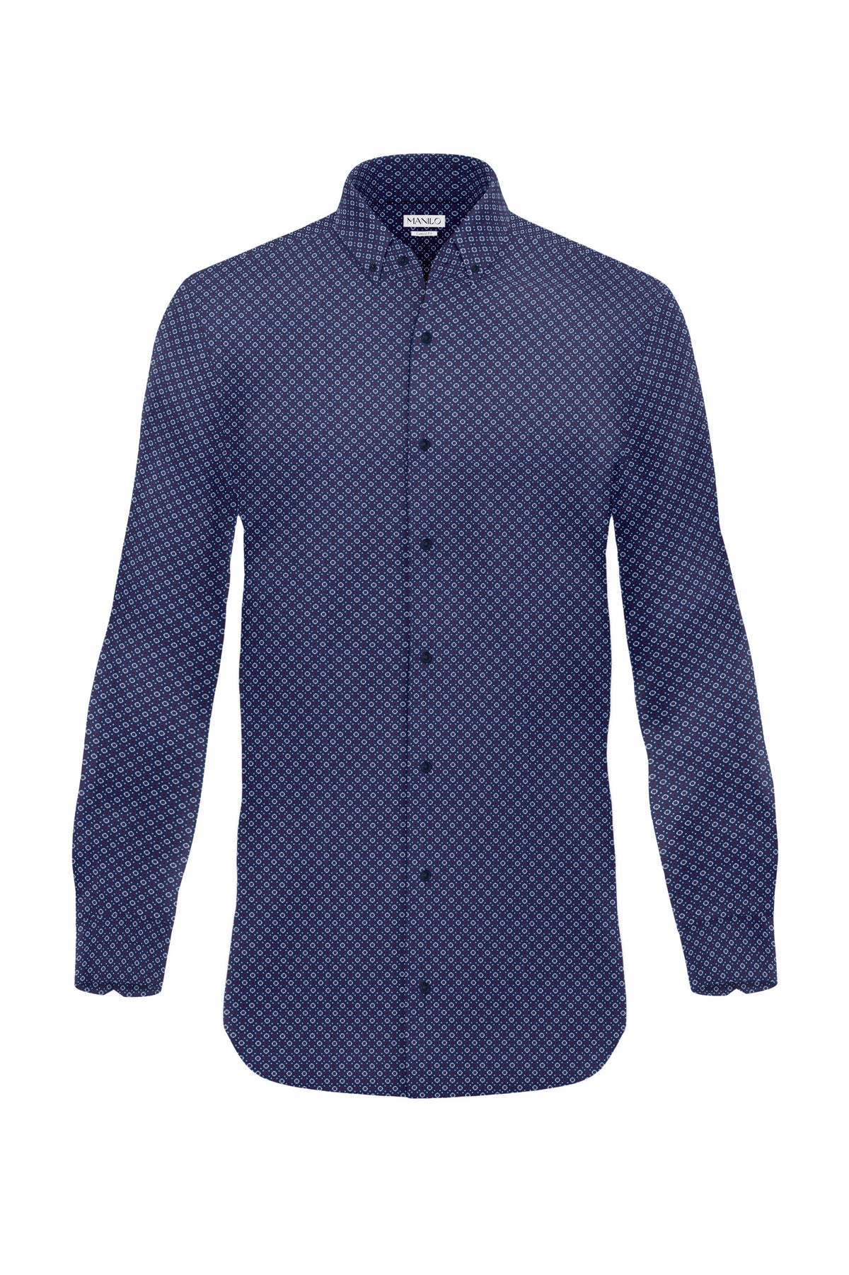 Chemise de loisir imprimée avec motif graphique en marine/blanc/rouge (Art. 2117-C)