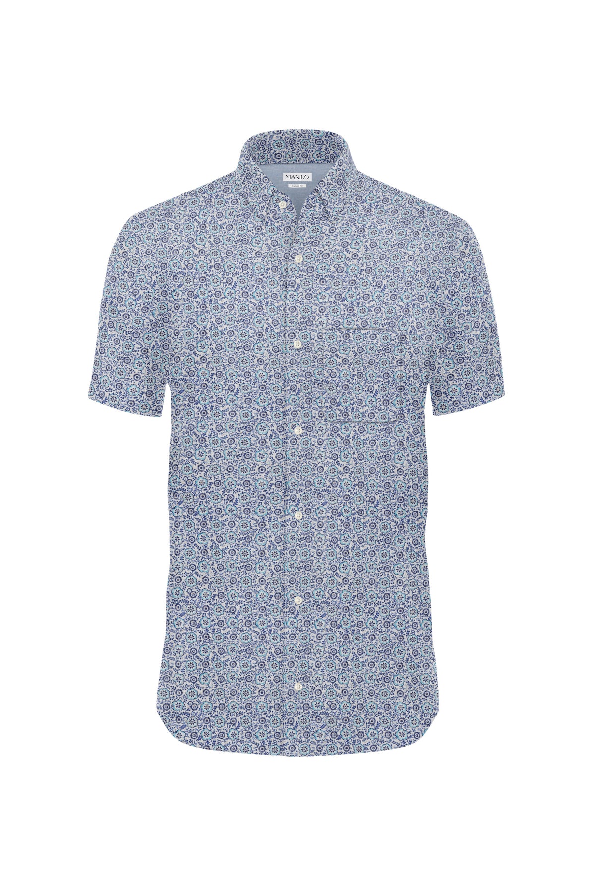 Chemise décontractée à imprimé floral bleu (art. 2502-C-KA)