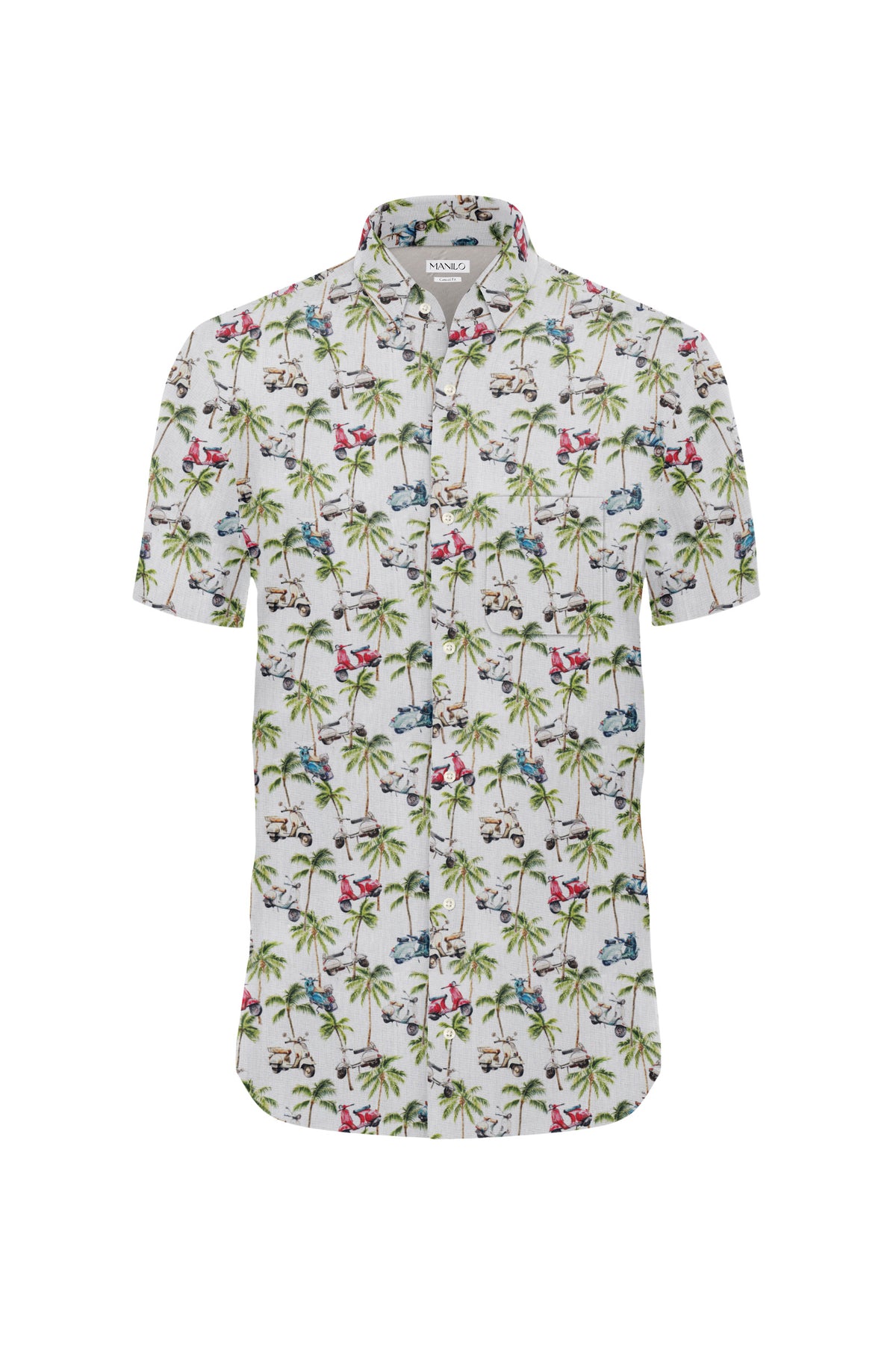 Casual shirt with moped &amp; palm tree print (Art. 2531-C-KA)