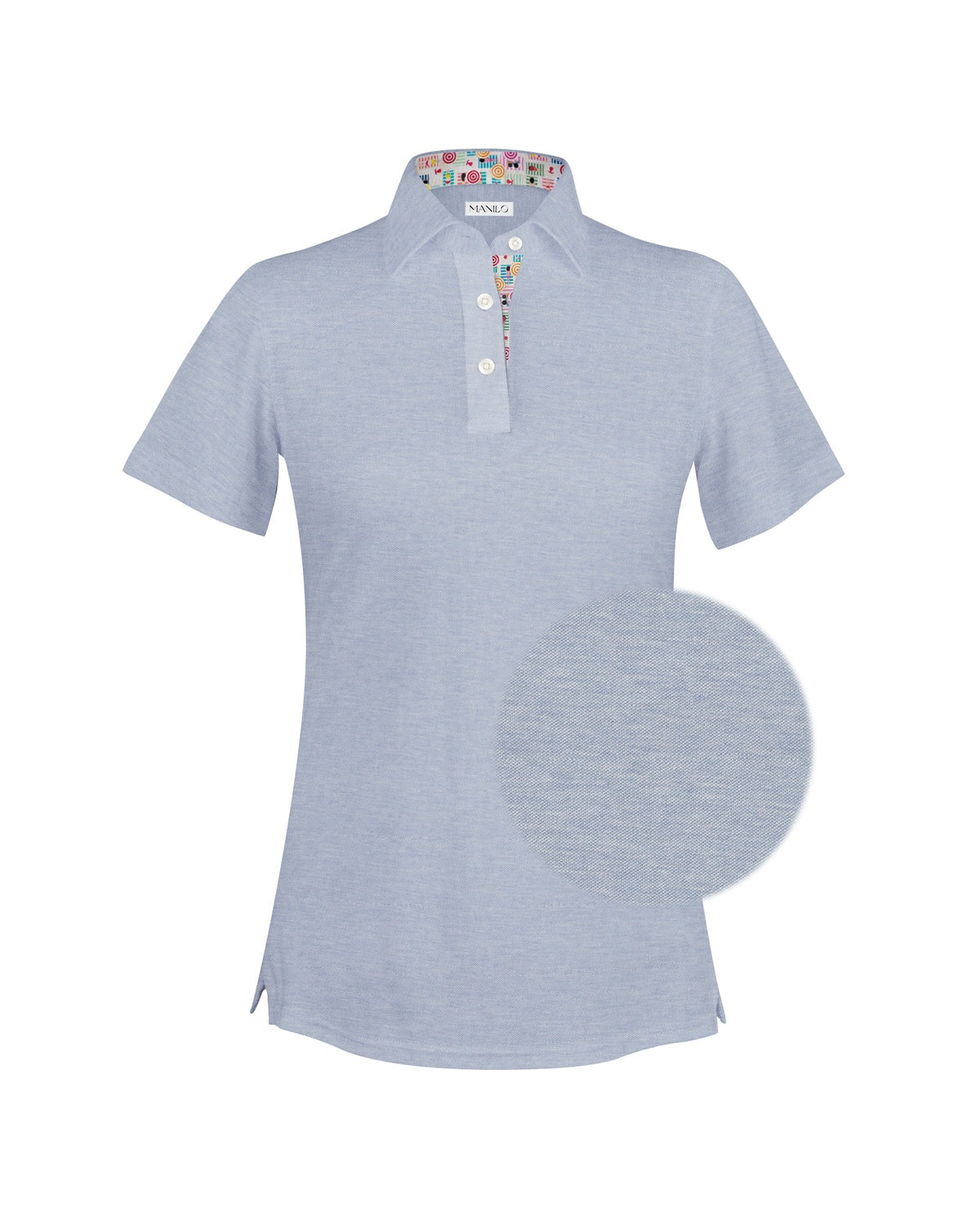 Polo à manches courtes LOUISE en col et boutonnage bleu clair (art. 2172D-L-KA)