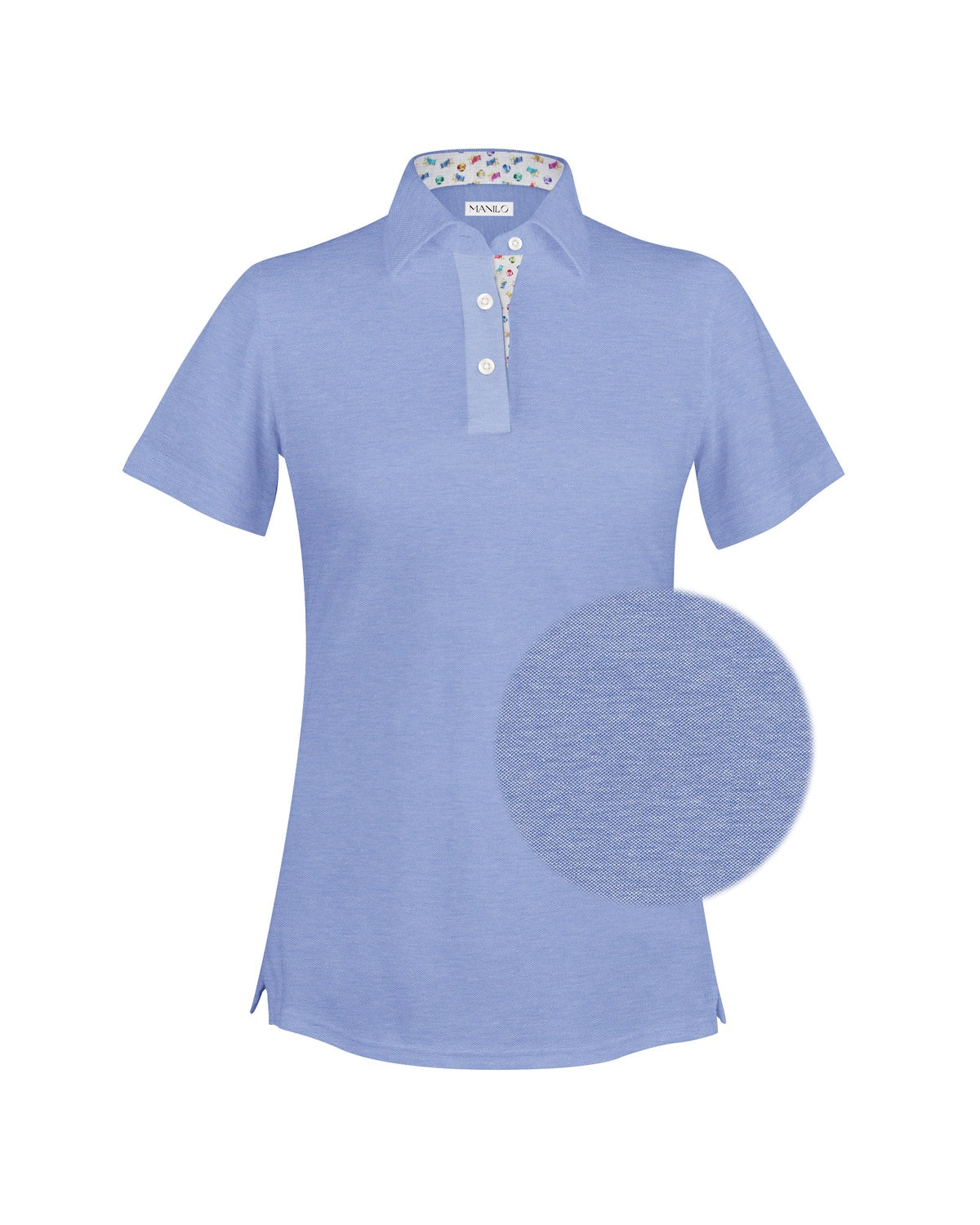 Polo à manches courtes LOUISE en col et boutonnage bleu moyen (art. 2173D-L-KA)