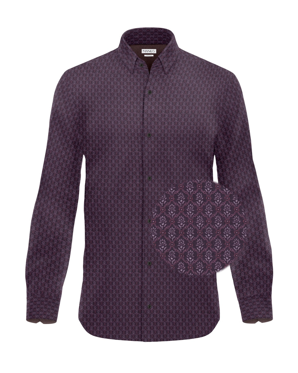 Casual shirt with floral print Bordeaux (Art. 2312-C)