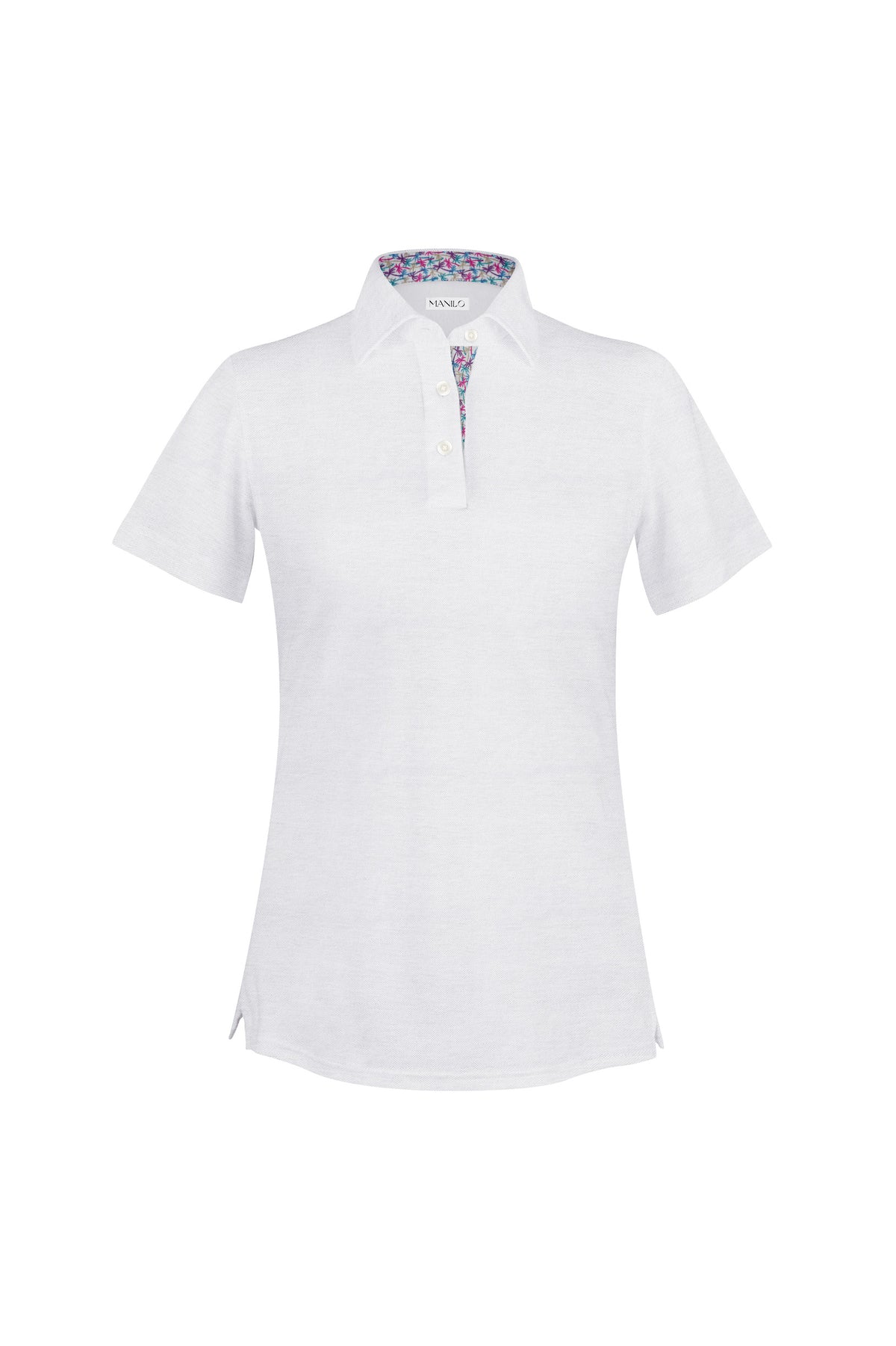 Short-sleeved polo shirt LOUISE with collar and button placket in white (Art. 2171D-L-KA)