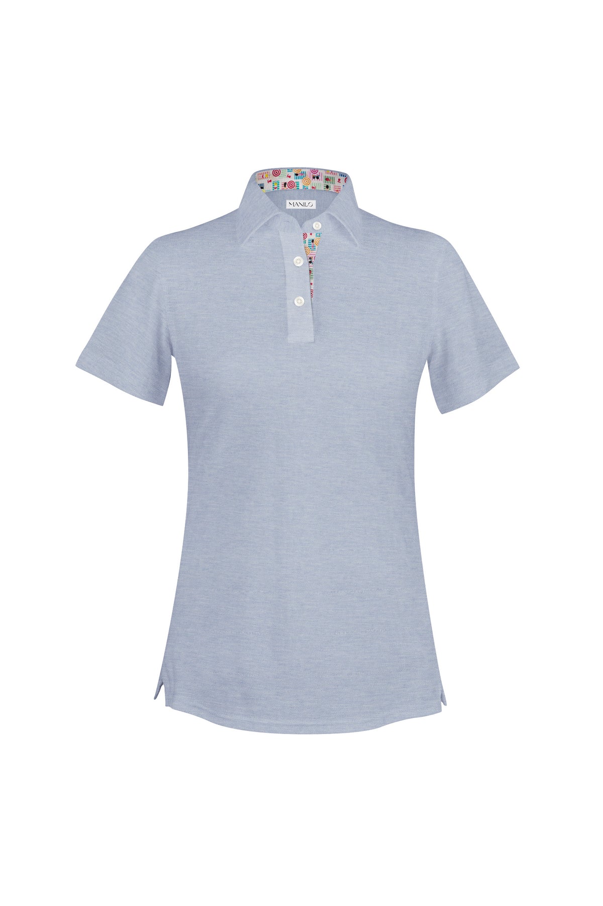 LOUISE short-sleeved polo shirt with collar and button placket in light blue (item 2172D-L-KA)