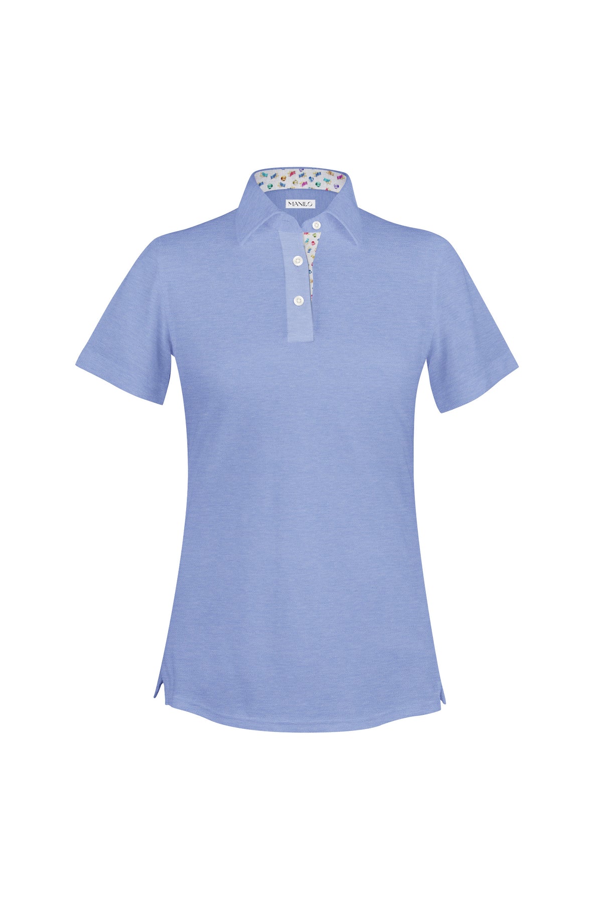 Kurzarm-Poloshirt LOUISE in Kragen und Knopfleiste in Mittelblau (Art. 2173D-L-KA)