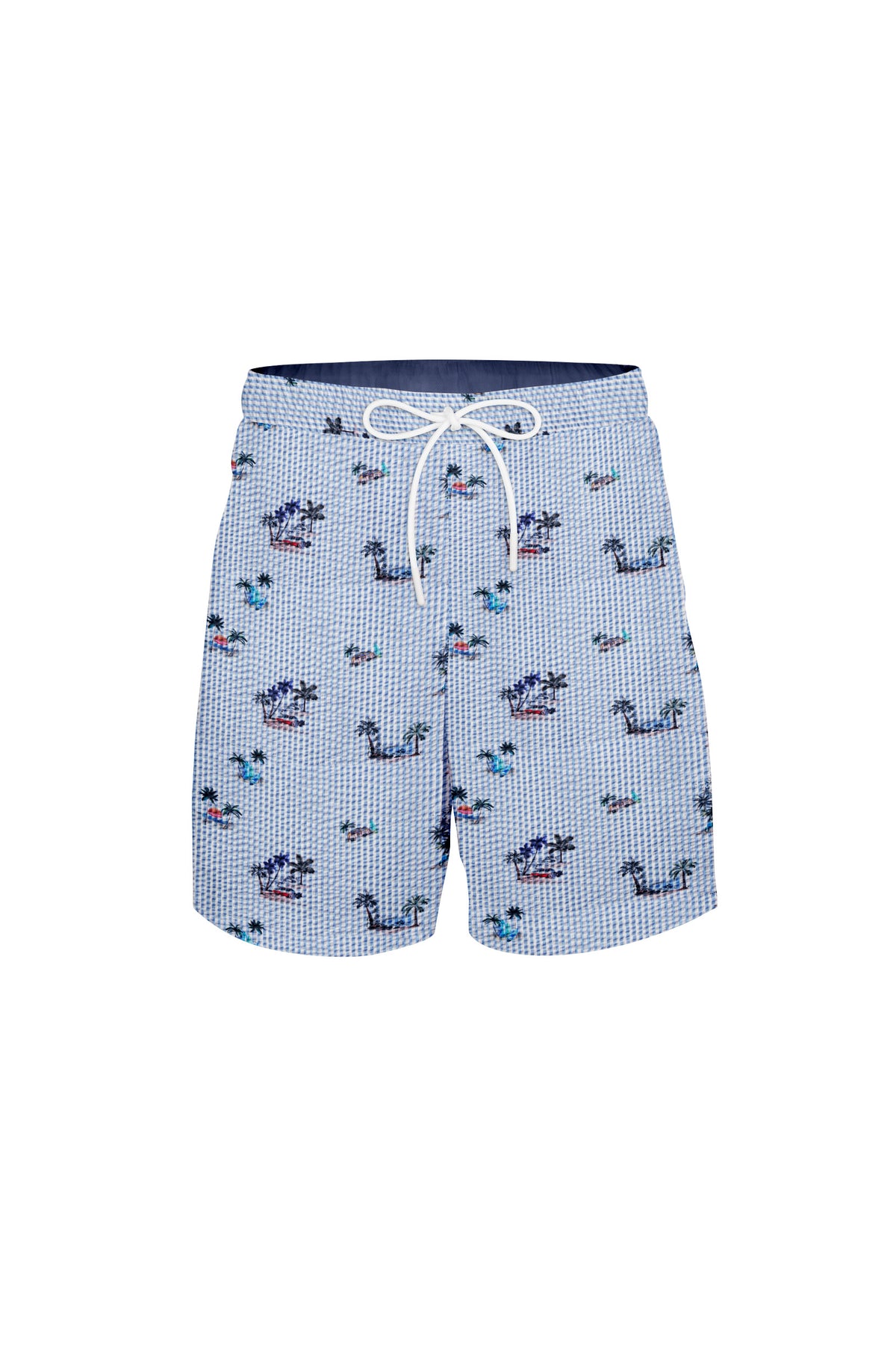 Short hawaïen avec imprimé plage en bleu (art. 2627-SH)