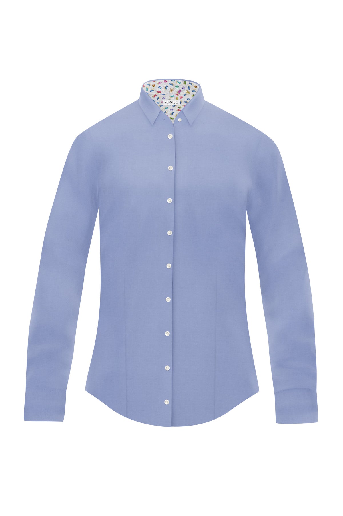 Blouse SOPHIE avec motif imprimé dans le col et les poignets en bleu (art. 2155D-S)