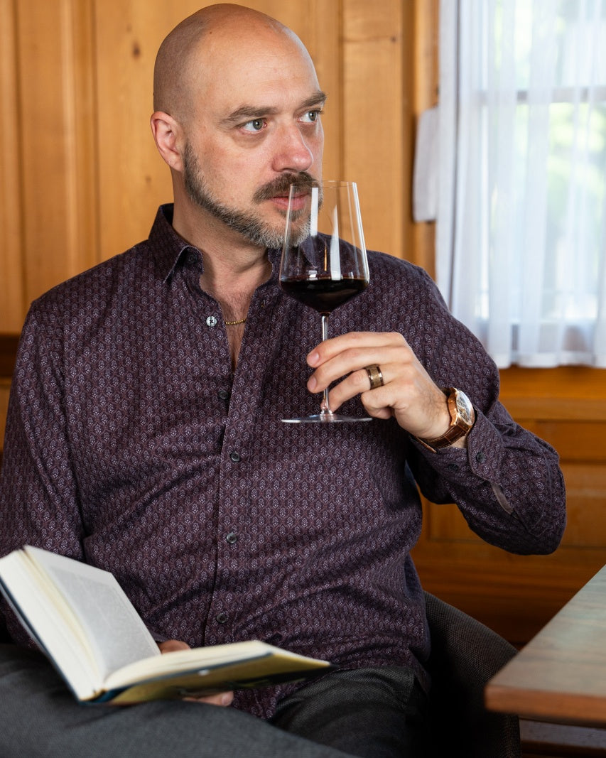 Casual shirt with floral print Bordeaux (Art. 2312-C)
