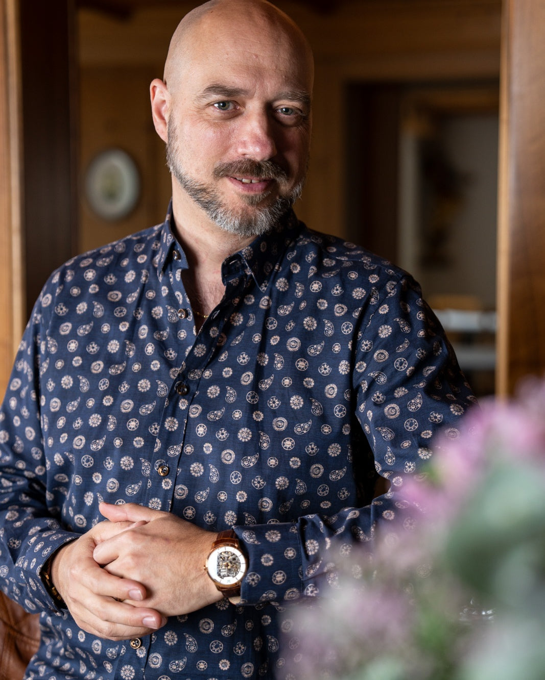 Casual shirt with paisley pattern dark blue (Art. 2346-C)