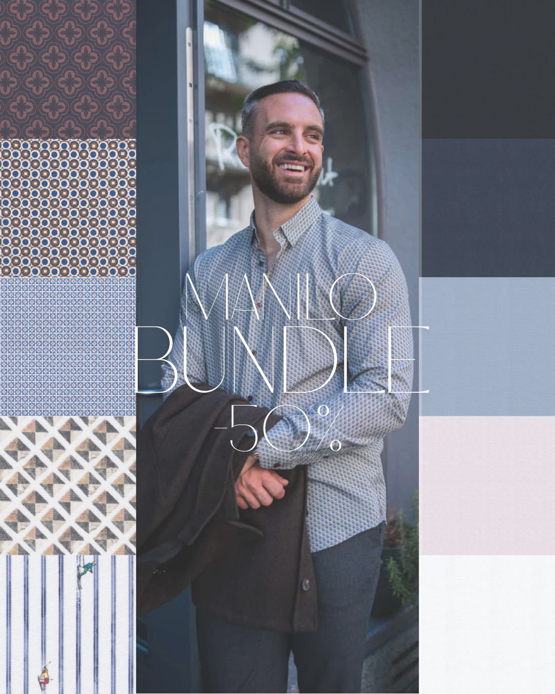 Bundle-Angebot! Freizeithemd (Muster) + Freizeithemd (Uni) | 50% Rabatt